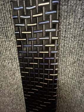 Countess Mara 100% Silk Geometric Woven Grid Pattern Necktie Black Blue
